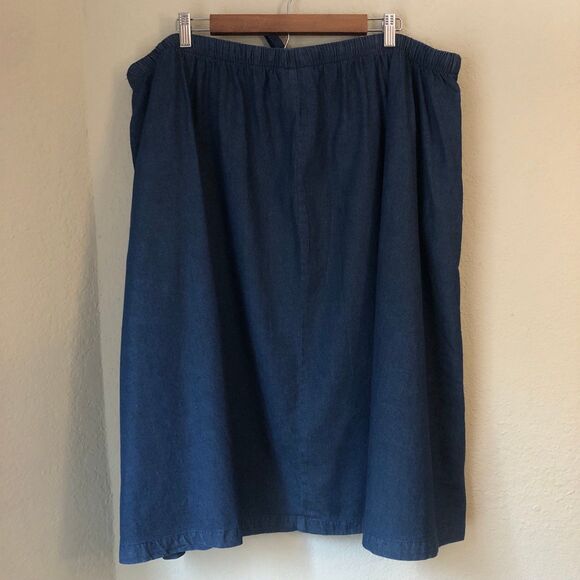 Woman Within Womens Drawstring Denim Skirt 28W Petite Midi Dark Wash 100 Cotton - Picture 5 of 8